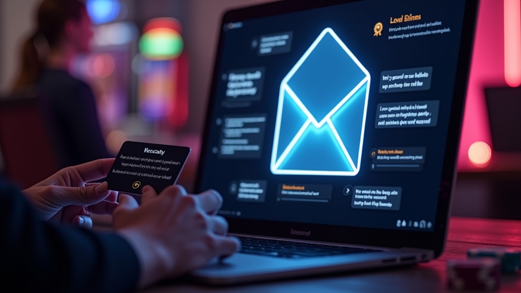 Returning player checking targeted bonus messages in a dark casino interface