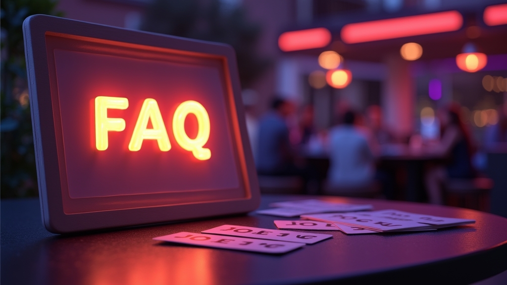 FAQ cards displayed beside a casino bonus screen in a dark setting