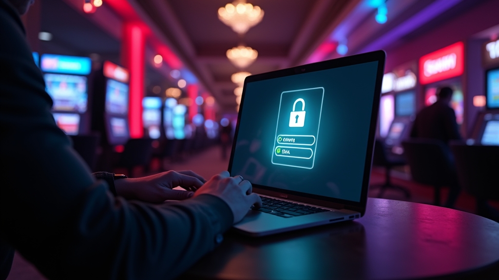 A player checking a secure casino login screen on a laptop
